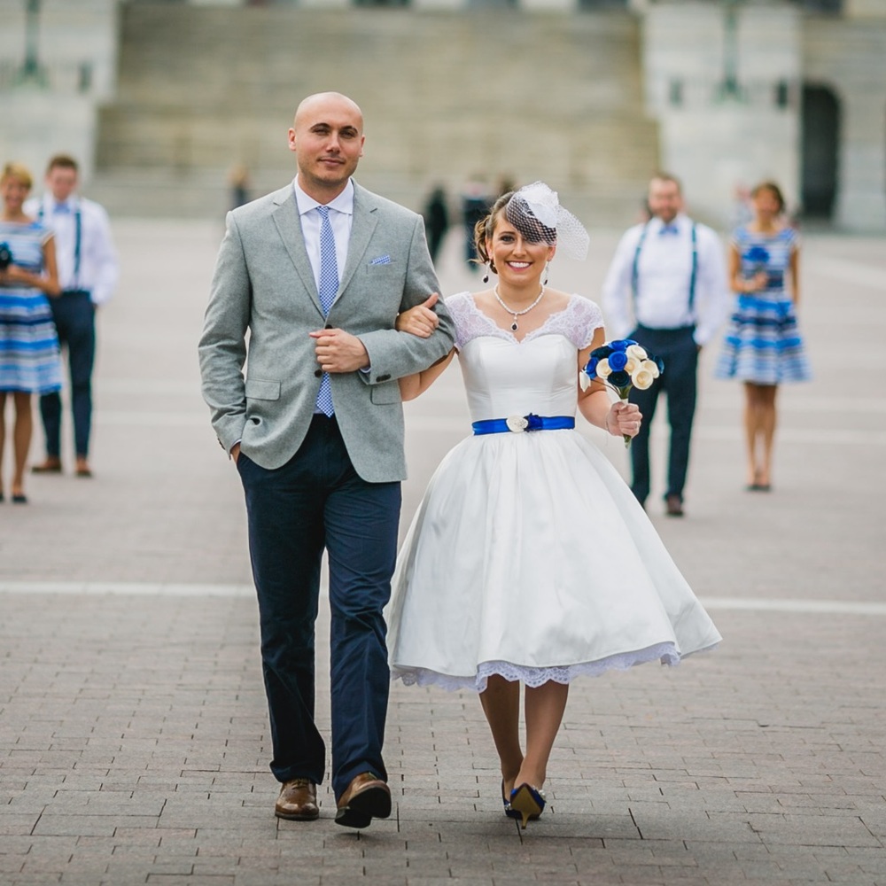 Custom made Dolly Couture 1960s style wedding dress